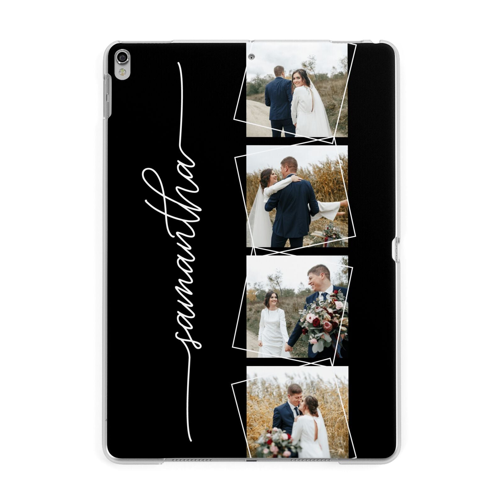 Personalised 4 Photo Couple Name Apple iPad Silver Case