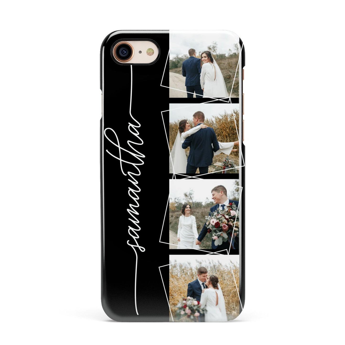 Personalised 4 Photo Couple Name Apple iPhone 7 8 3D Snap Case