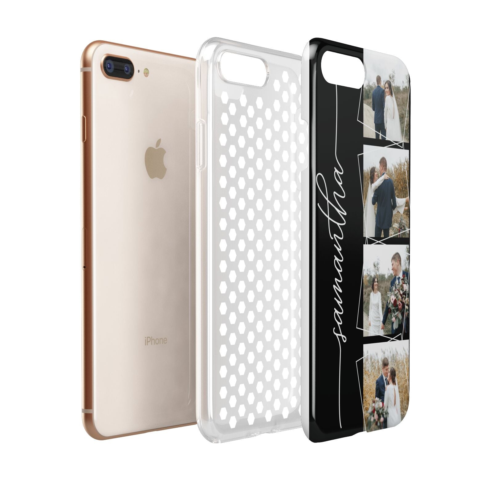 Personalised 4 Photo Couple Name Apple iPhone 7 8 Plus 3D Tough Case Expanded View