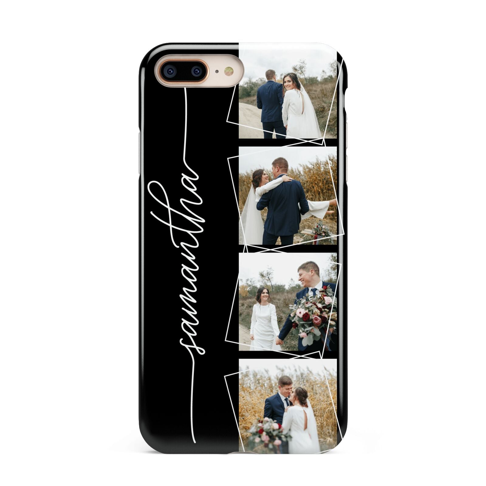 Personalised 4 Photo Couple Name Apple iPhone 7 8 Plus 3D Tough Case