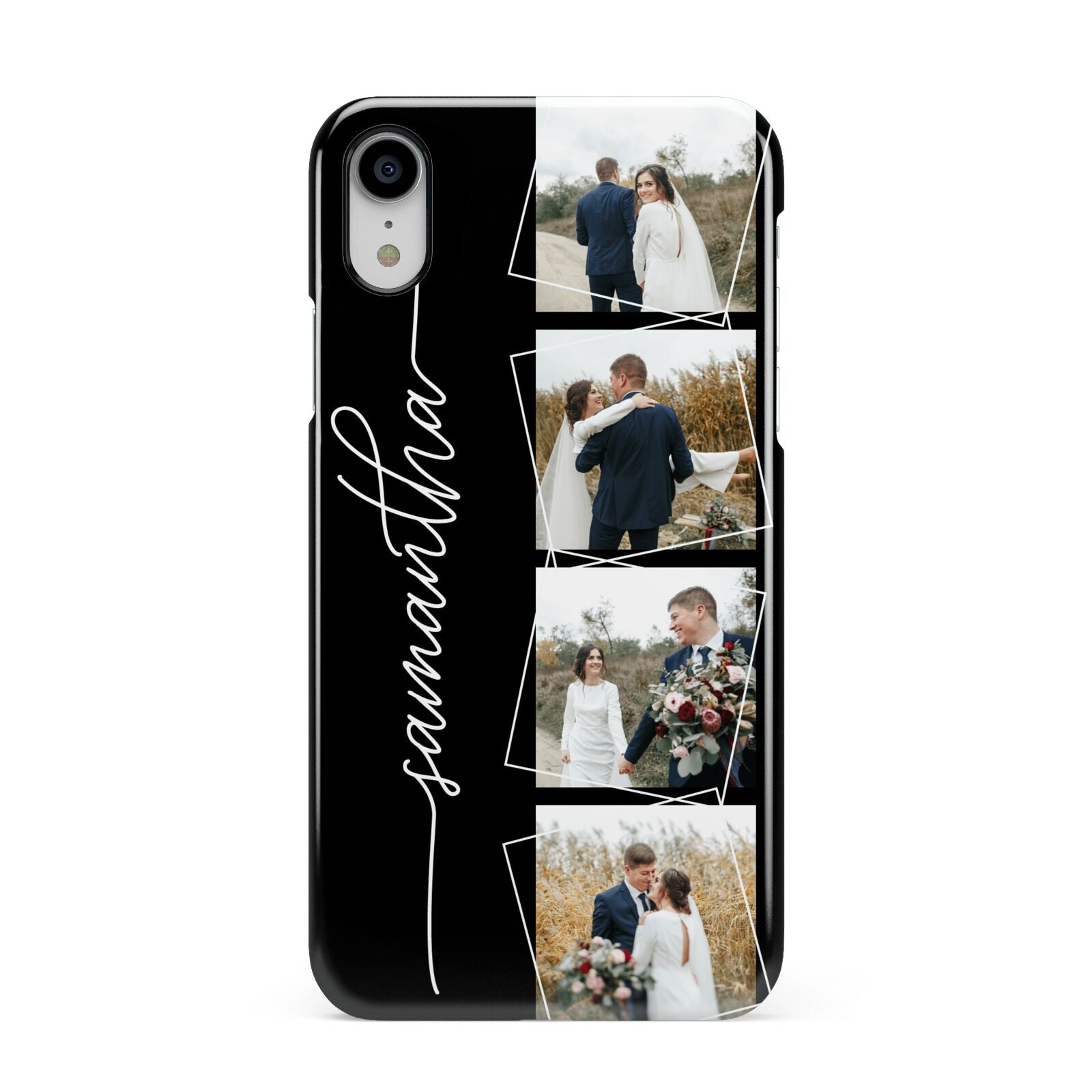 Personalised 4 Photo Couple Name Apple iPhone XR White 3D Snap Case