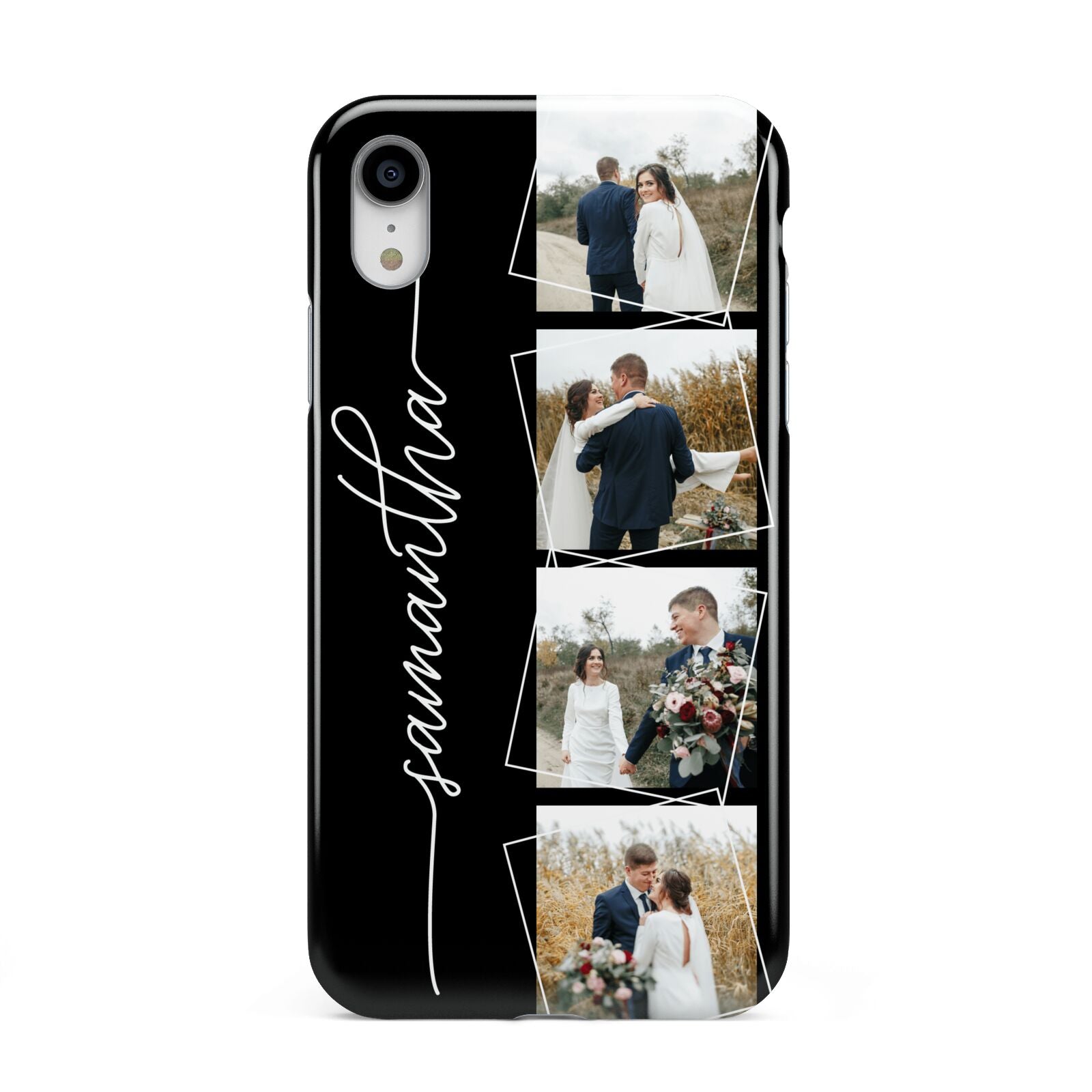 Personalised 4 Photo Couple Name Apple iPhone XR White 3D Tough Case