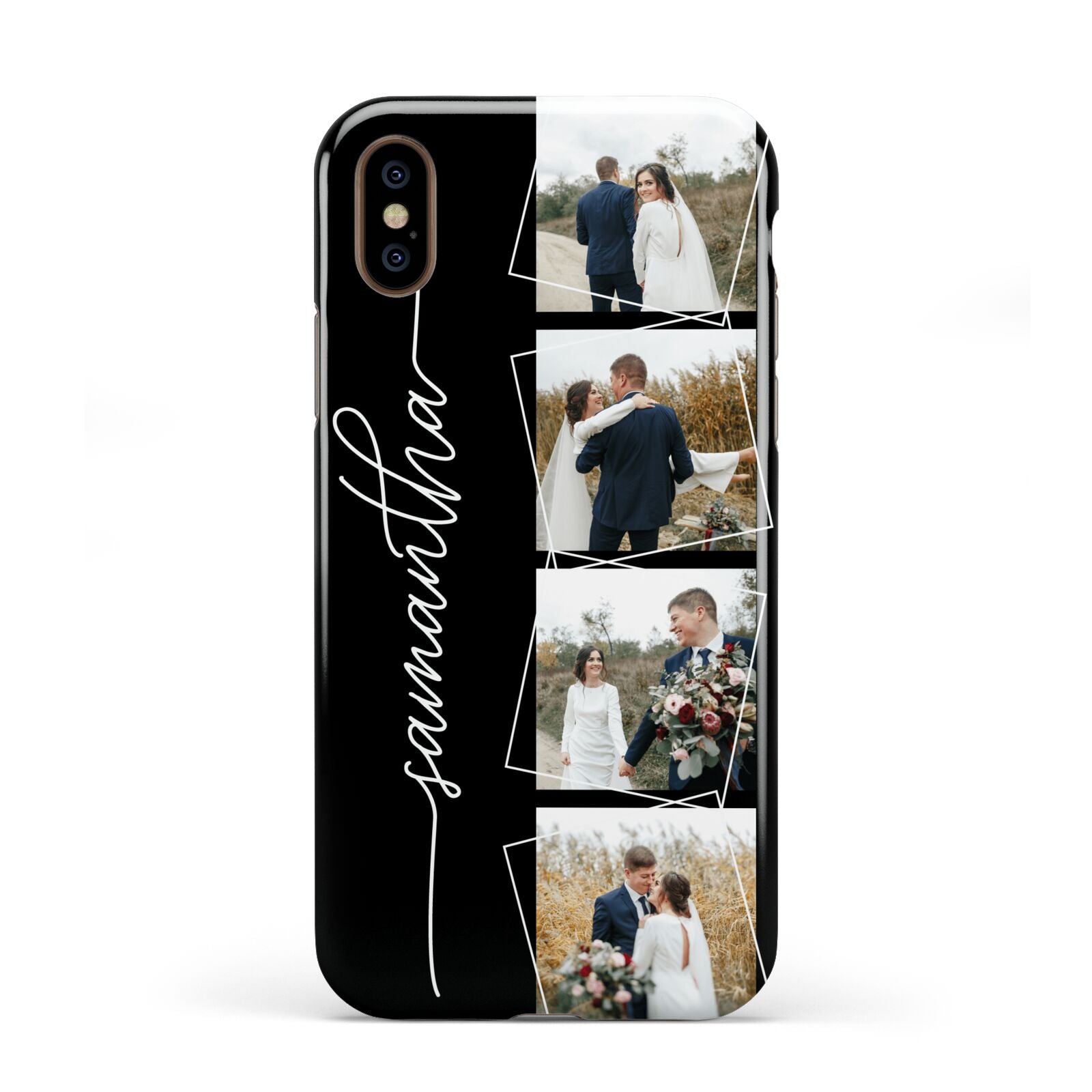 Personalised 4 Photo Couple Name Apple iPhone XS 3D Tough