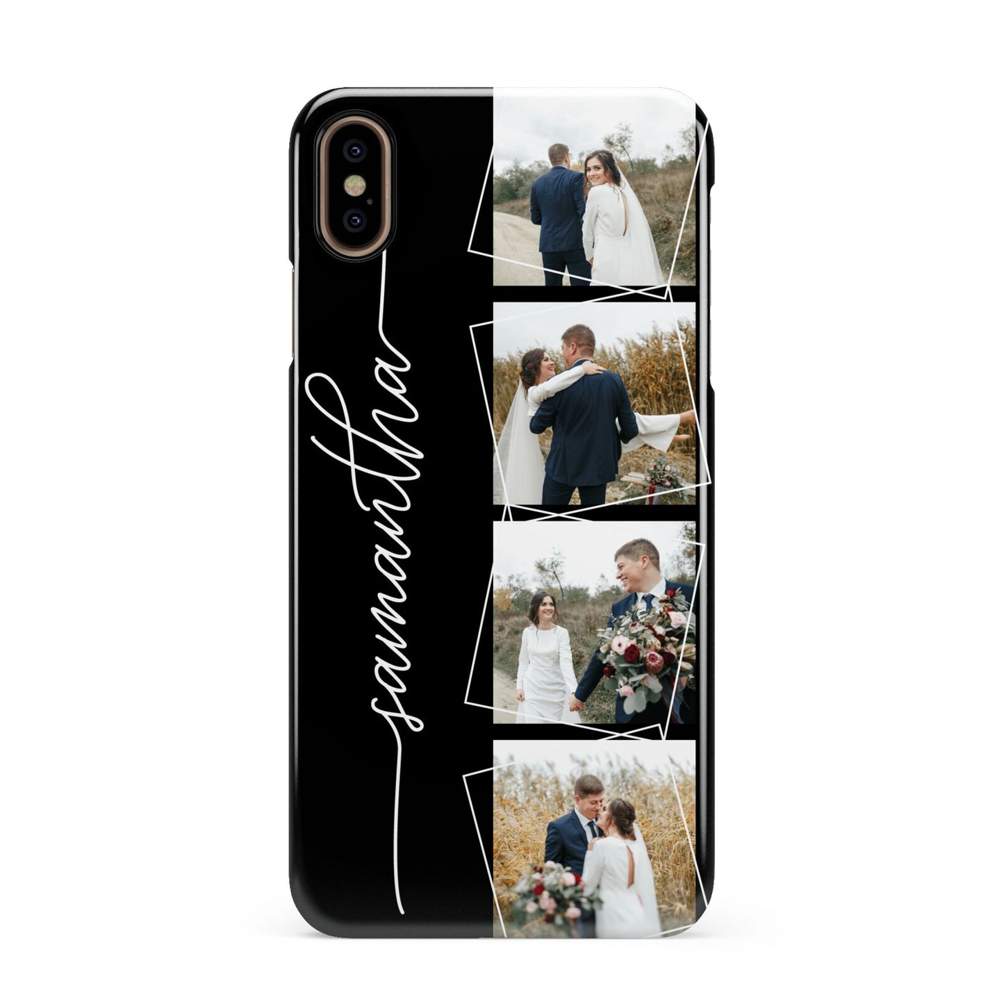 Personalised 4 Photo Couple Name Apple iPhone Xs Max 3D Snap Case