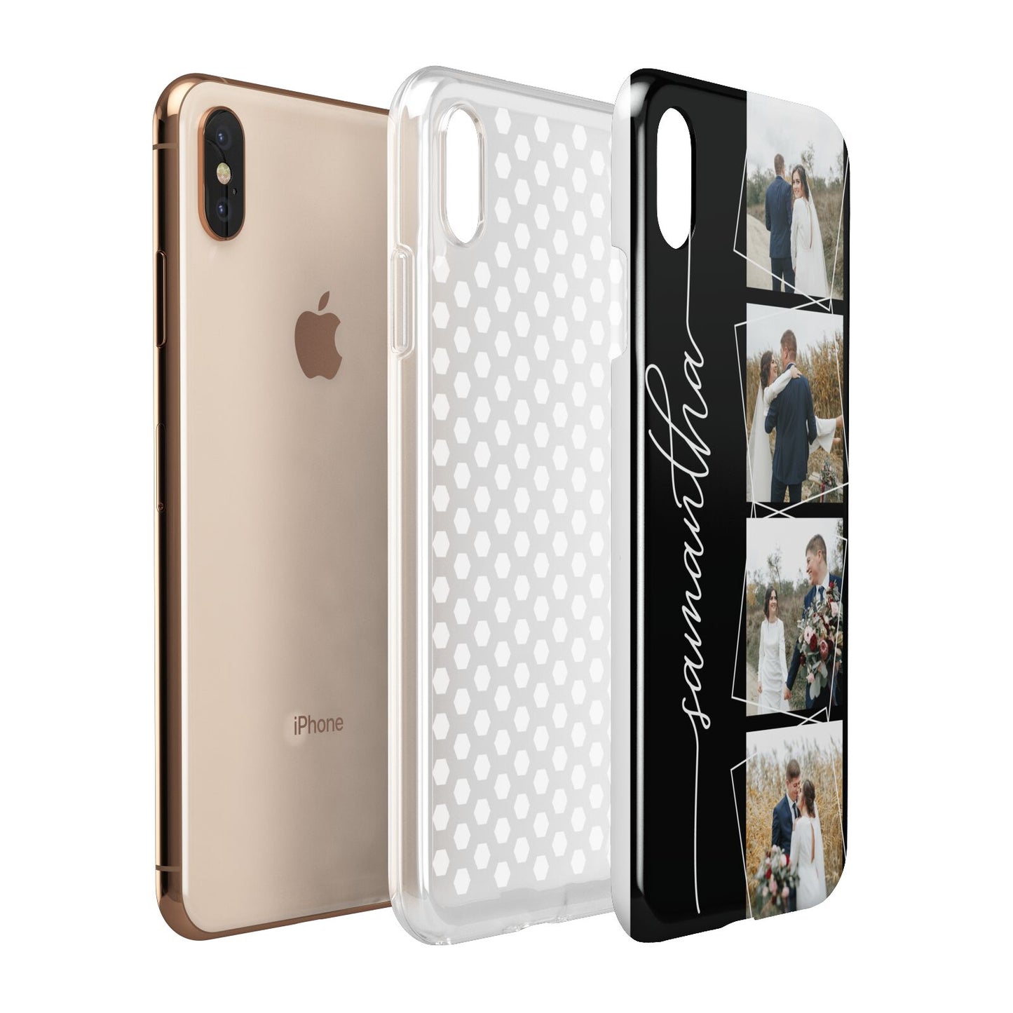 Personalised 4 Photo Couple Name Apple iPhone Xs Max 3D Tough Case Expanded View