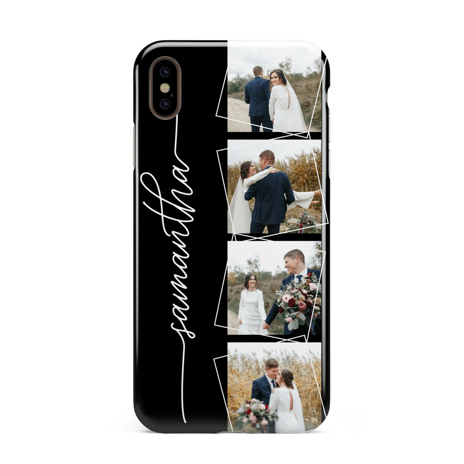 Personalised 4 Photo Couple Name Apple iPhone Xs Max 3D Tough Case