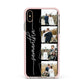 Personalised 4 Photo Couple Name Apple iPhone Xs Max Impact Case Pink Edge on Gold Phone