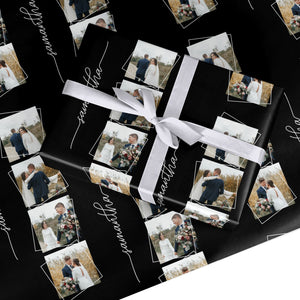 Personalised 4 Photo Couple Name Wrapping Paper