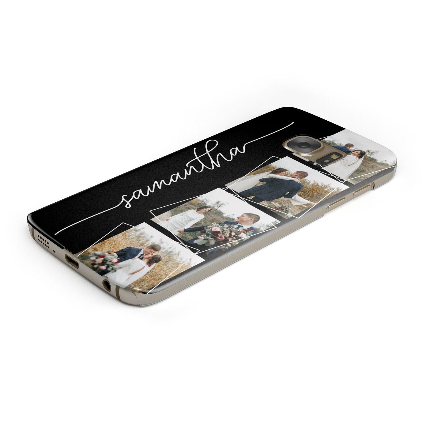 Personalised 4 Photo Couple Name Protective Samsung Galaxy Case Angled Image