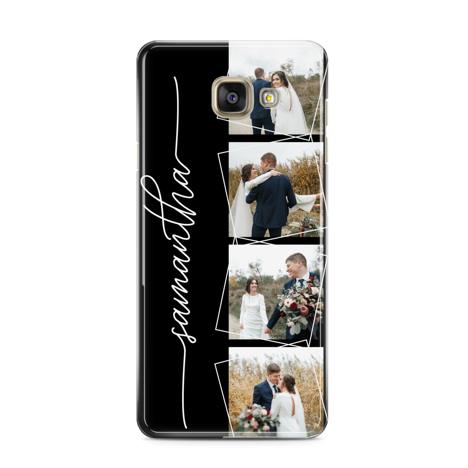 Personalised 4 Photo Couple Name Samsung Galaxy A3 2016 Case on gold phone