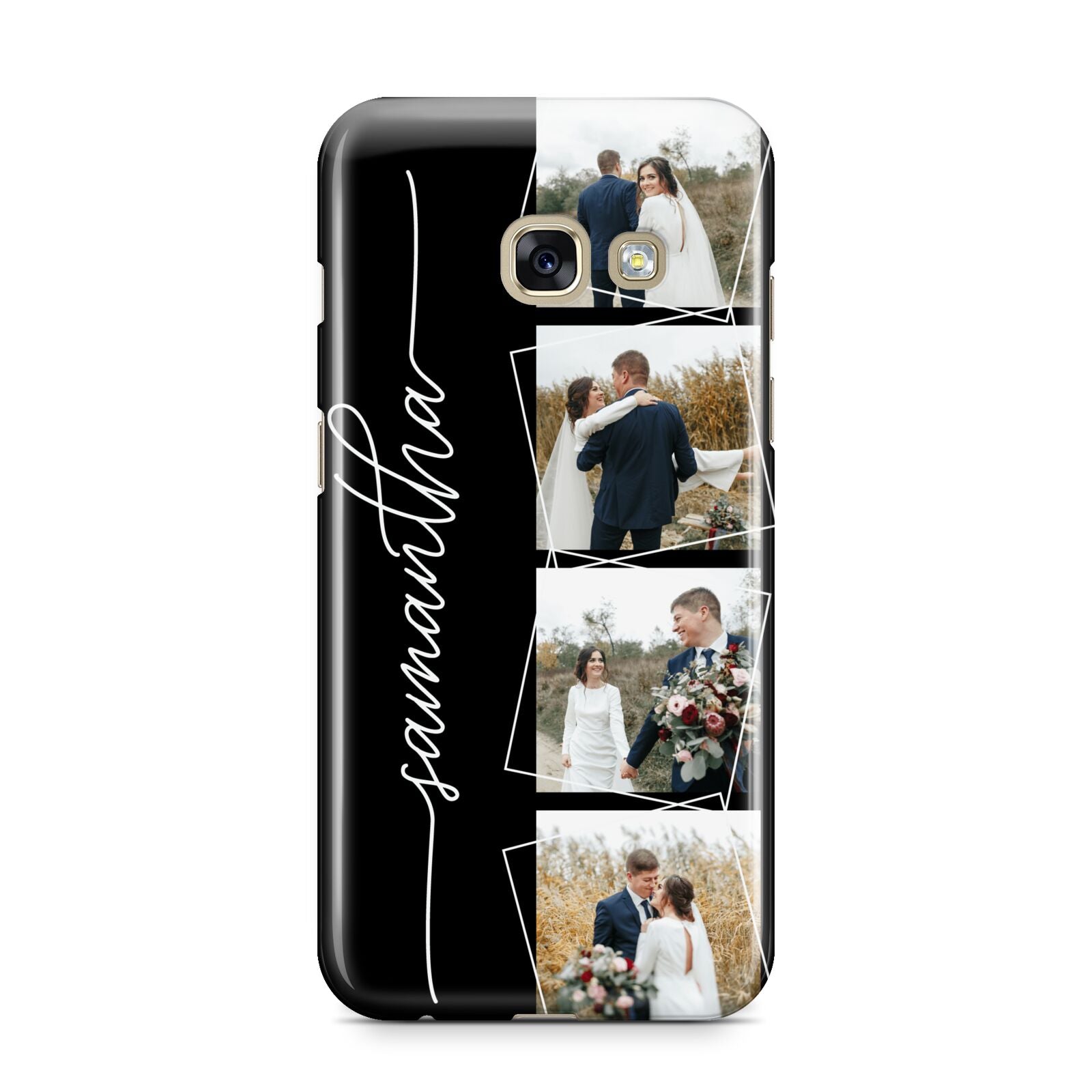 Personalised 4 Photo Couple Name Samsung Galaxy A3 2017 Case on gold phone