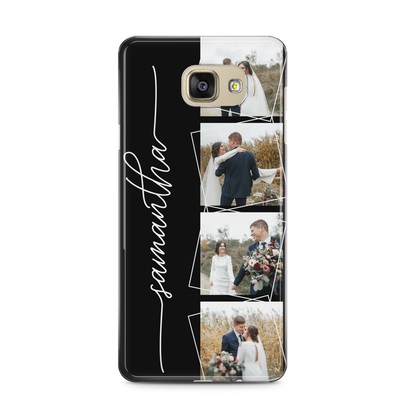Personalised 4 Photo Couple Name Samsung Galaxy A5 2016 Case on gold phone