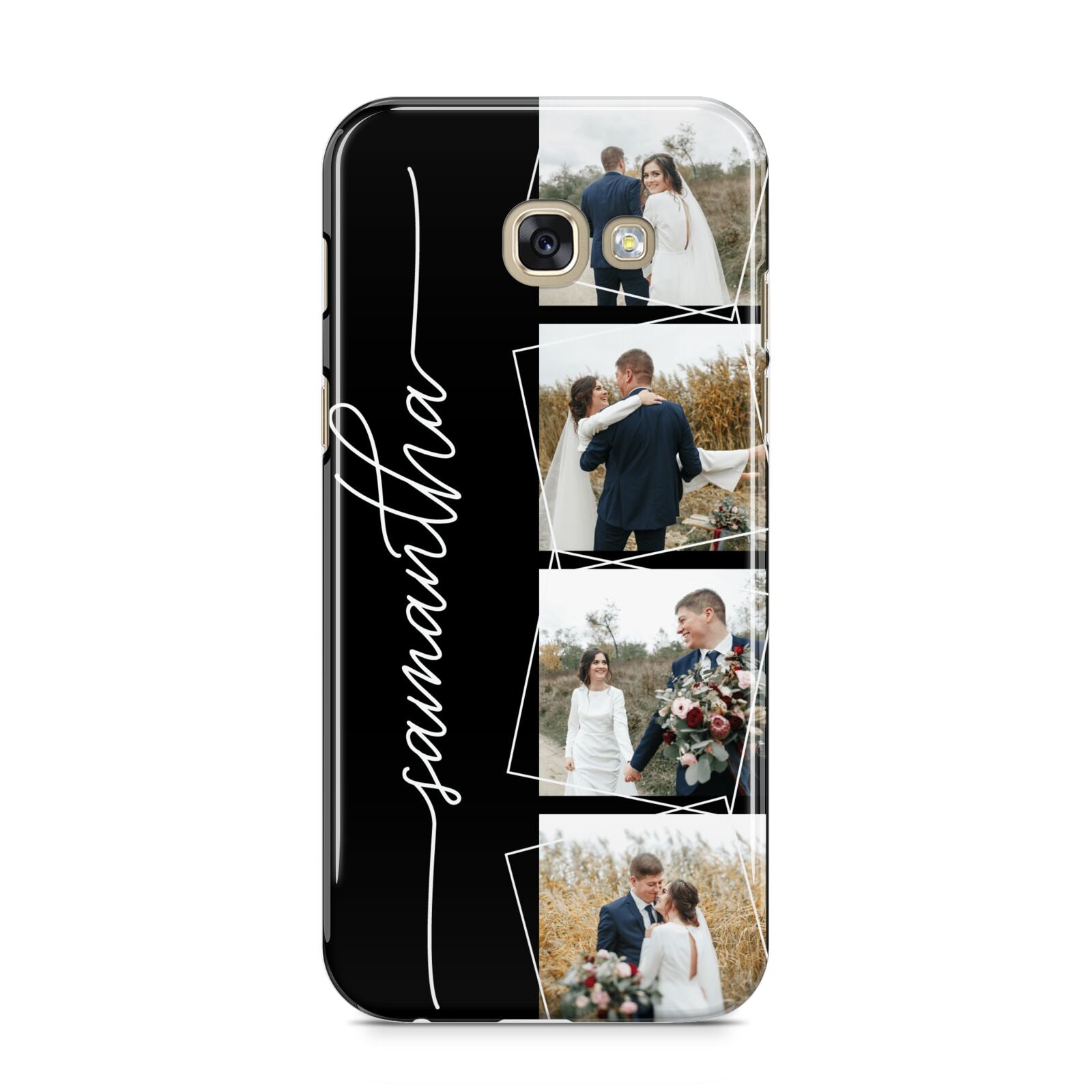 Personalised 4 Photo Couple Name Samsung Galaxy A5 2017 Case on gold phone