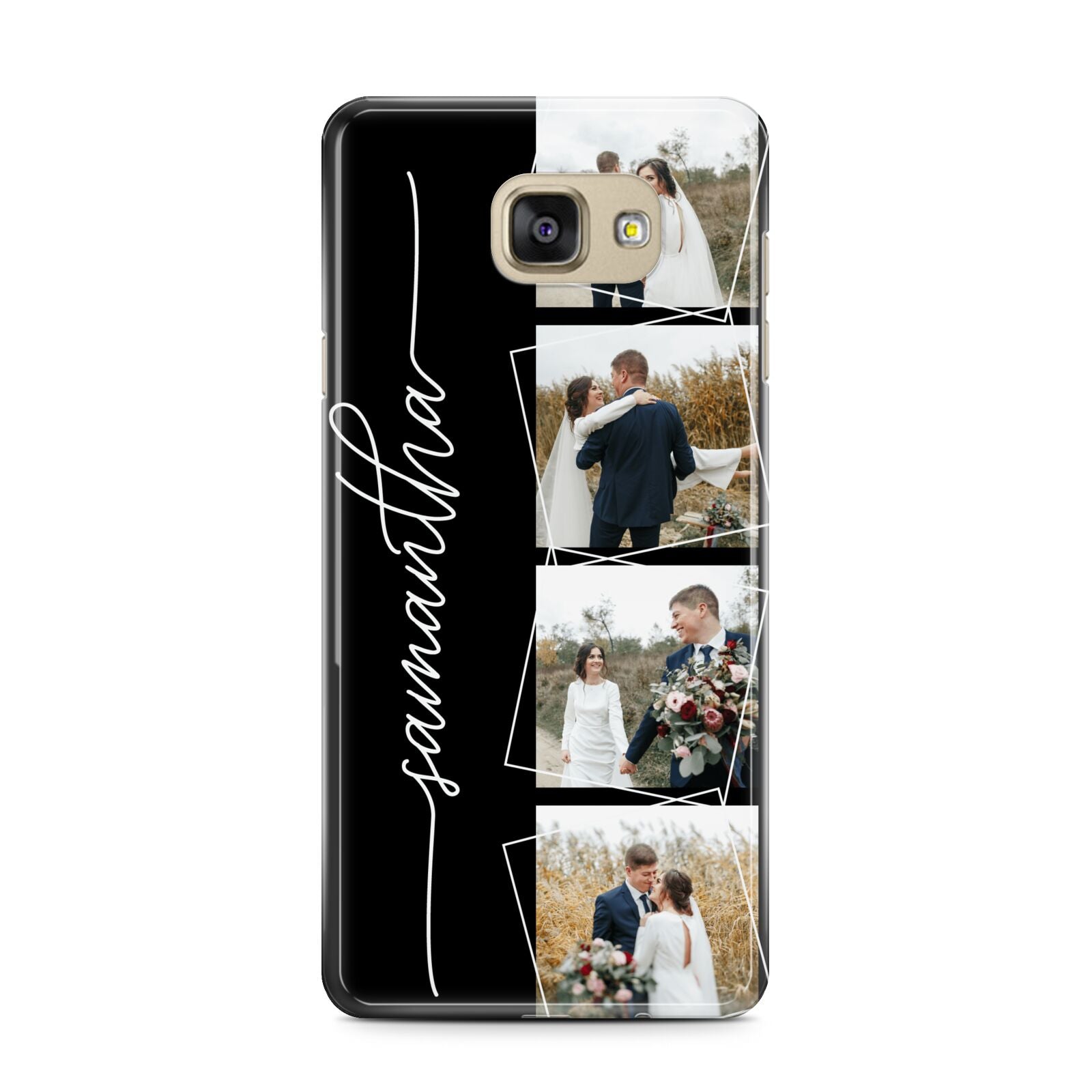 Personalised 4 Photo Couple Name Samsung Galaxy A7 2016 Case on gold phone