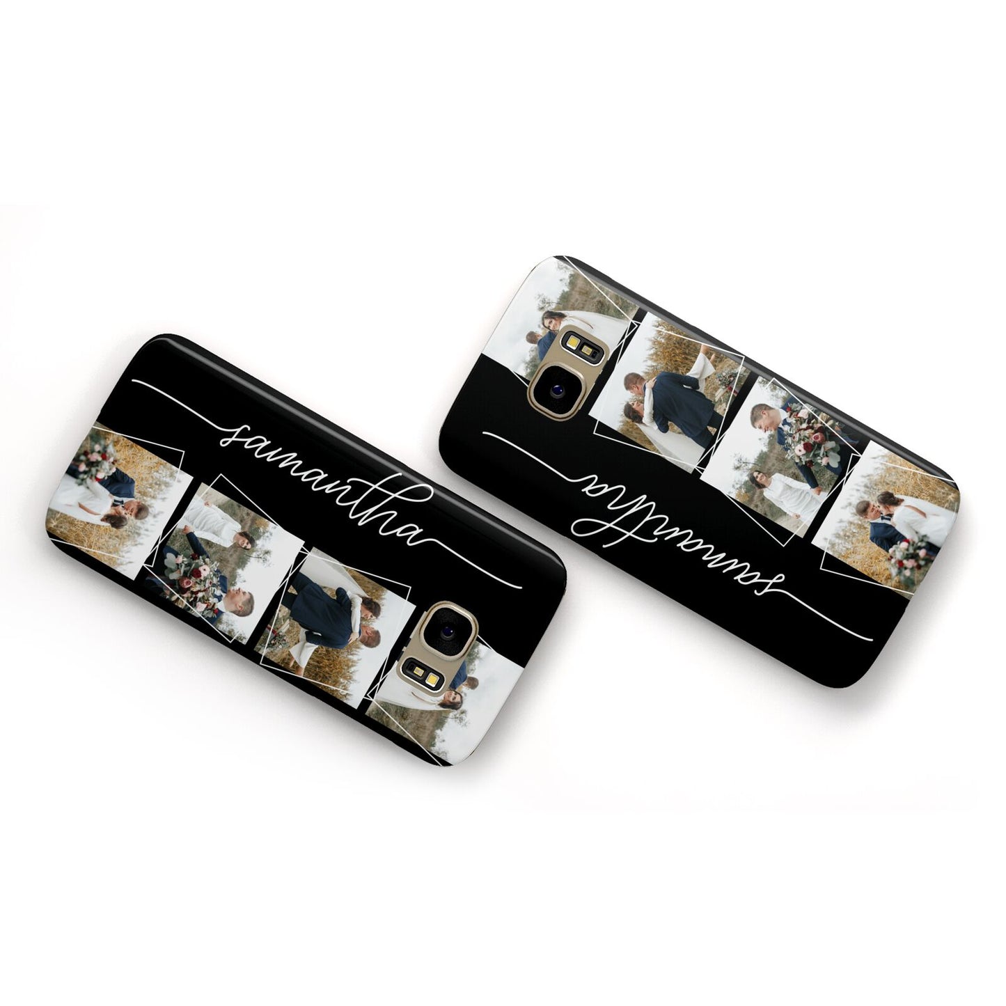 Personalised 4 Photo Couple Name Samsung Galaxy Case Flat Overview