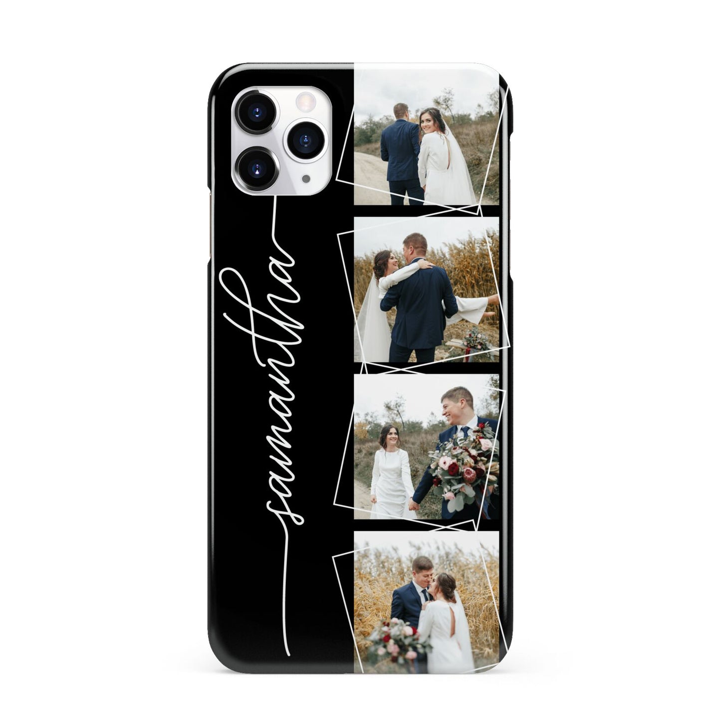 Personalised 4 Photo Couple Name iPhone 11 Pro Max 3D Snap Case
