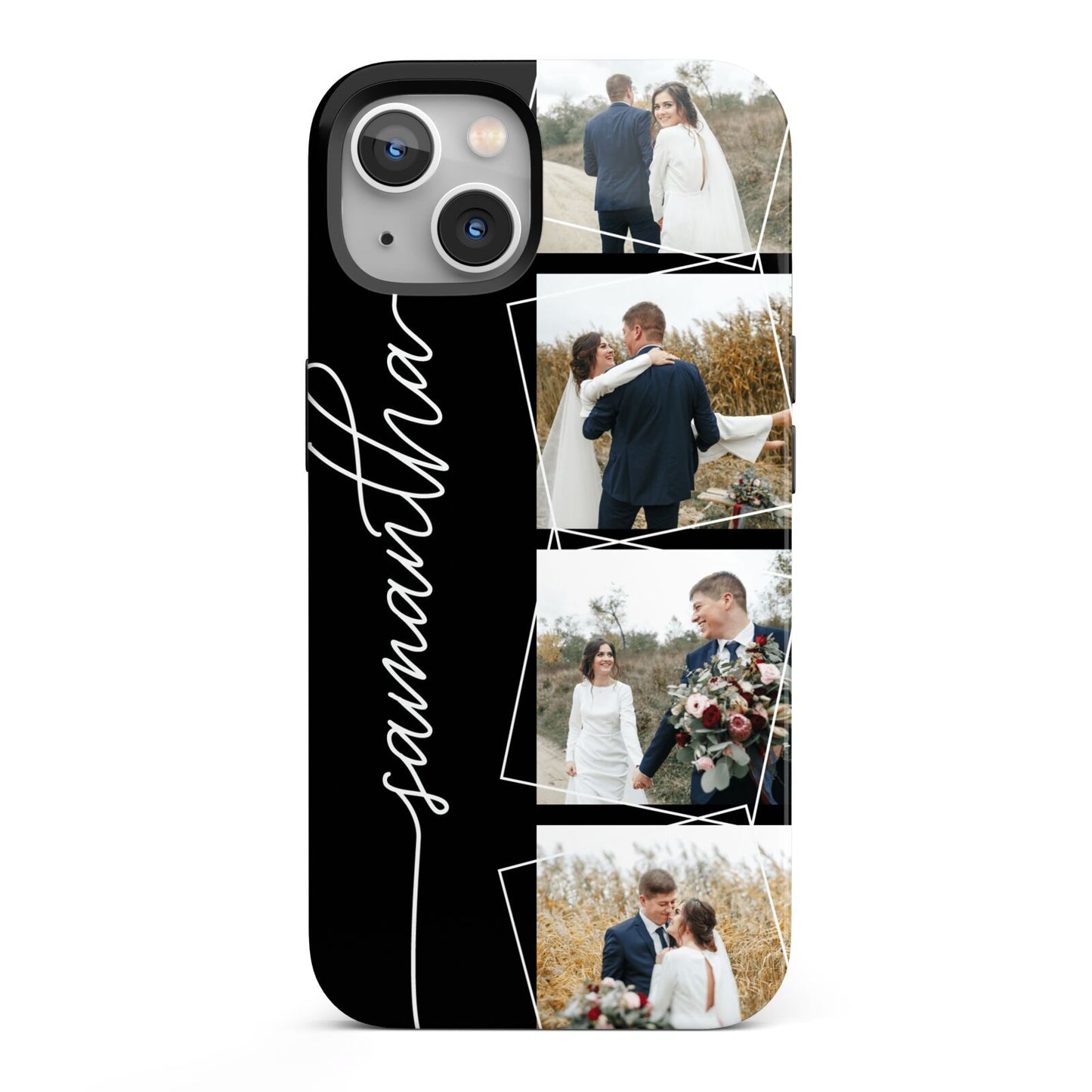 Personalised 4 Photo Couple Name iPhone 13 Full Wrap 3D Tough Case