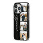 Personalised 4 Photo Couple Name iPhone 13 Pro Black Impact Case Side Angle on Silver phone
