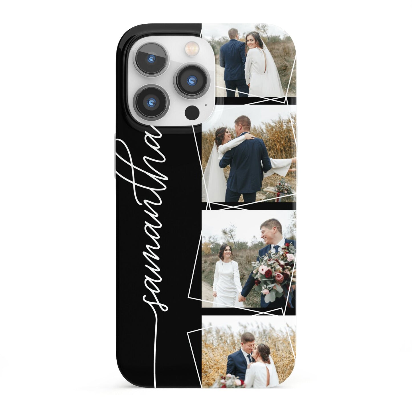 Personalised 4 Photo Couple Name iPhone 13 Pro Full Wrap 3D Snap Case