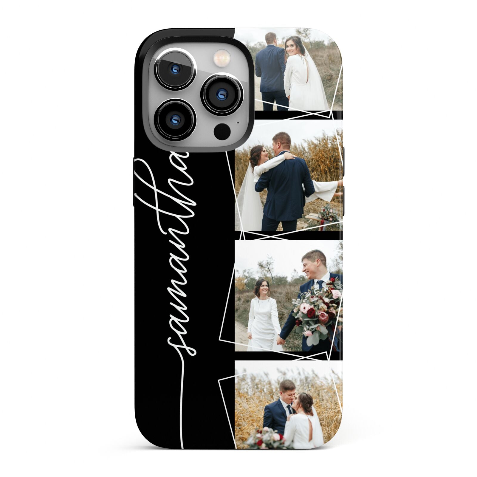 Personalised 4 Photo Couple Name iPhone 13 Pro Full Wrap 3D Tough Case