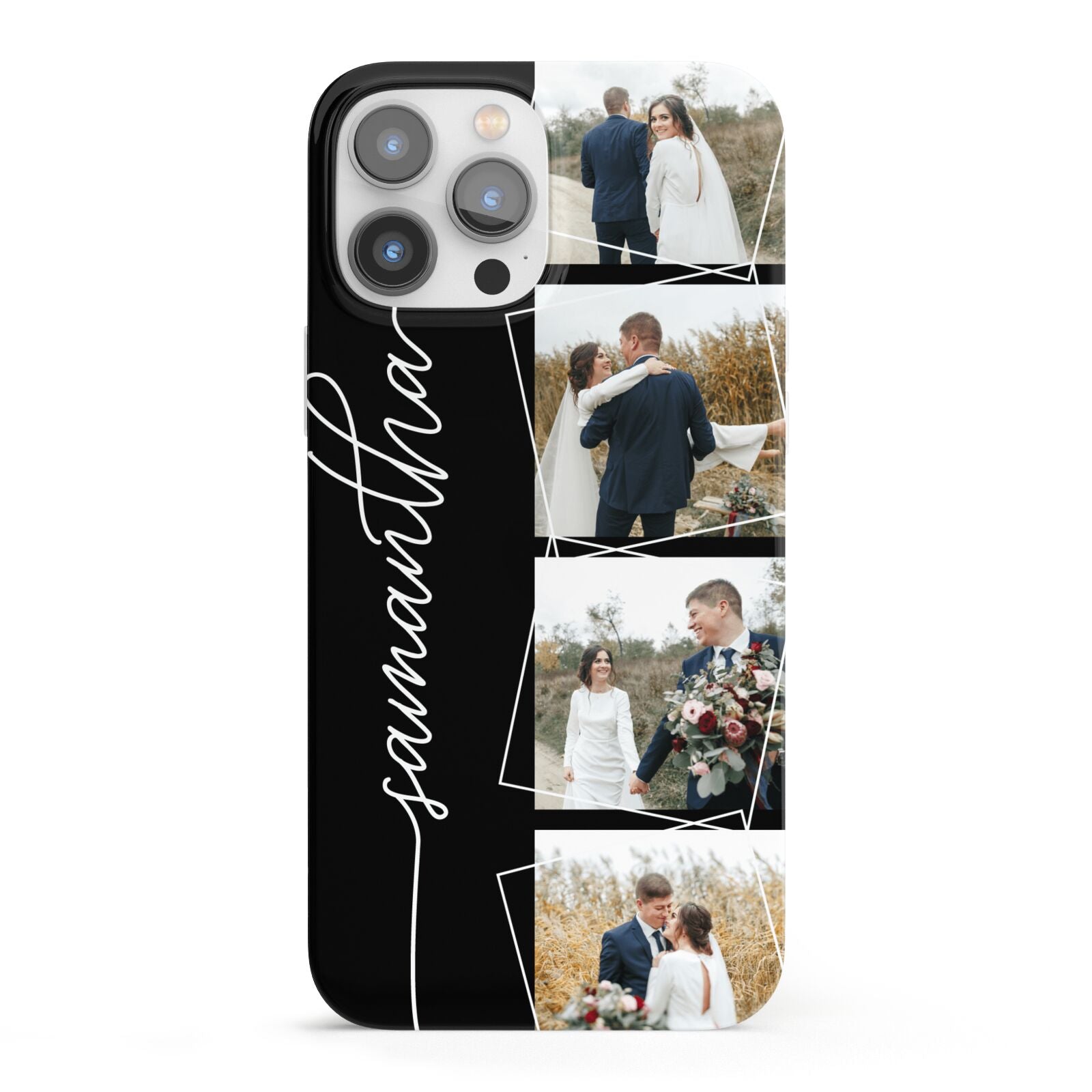 Personalised 4 Photo Couple Name iPhone 13 Pro Max Full Wrap 3D Snap Case