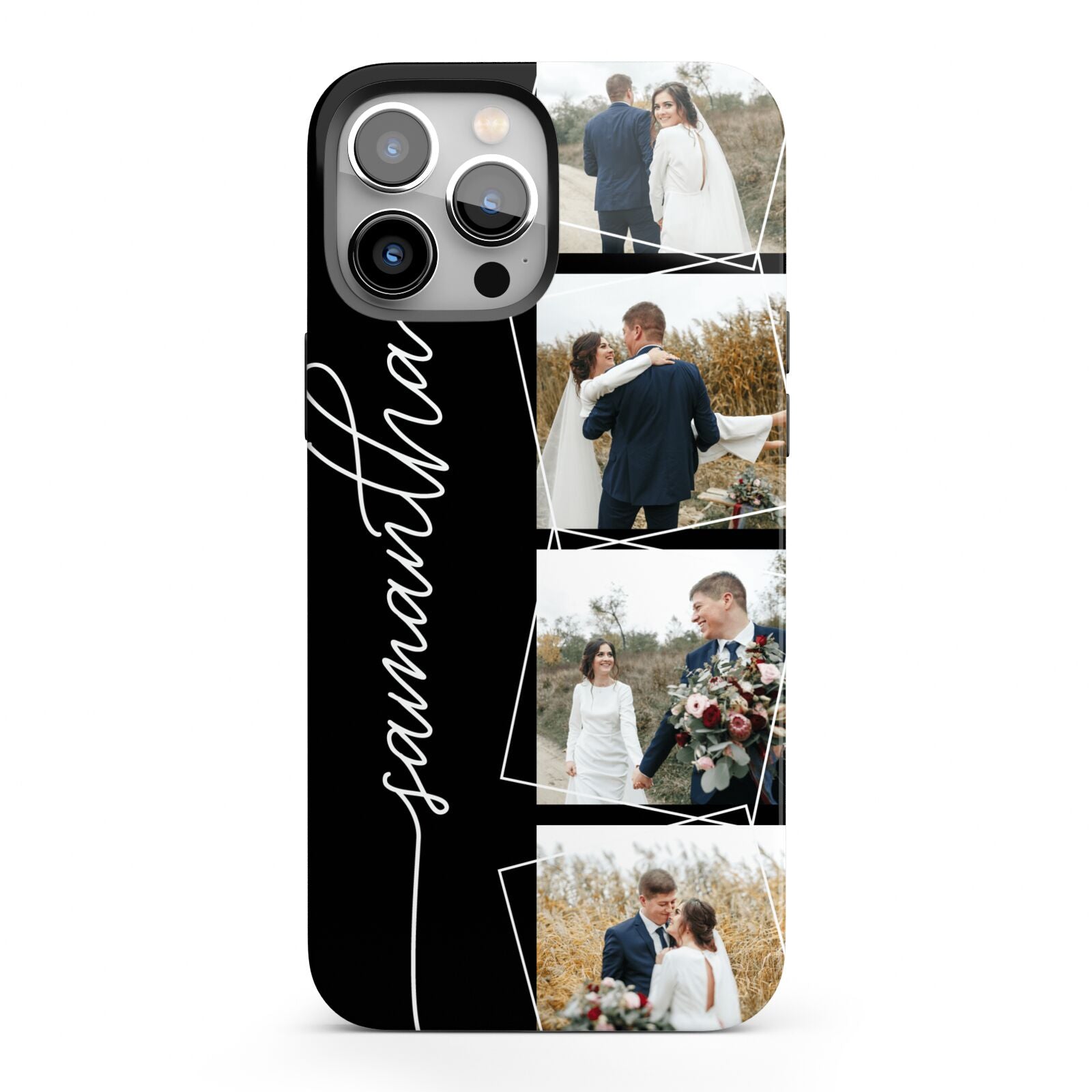 Personalised 4 Photo Couple Name iPhone 13 Pro Max Full Wrap 3D Tough Case