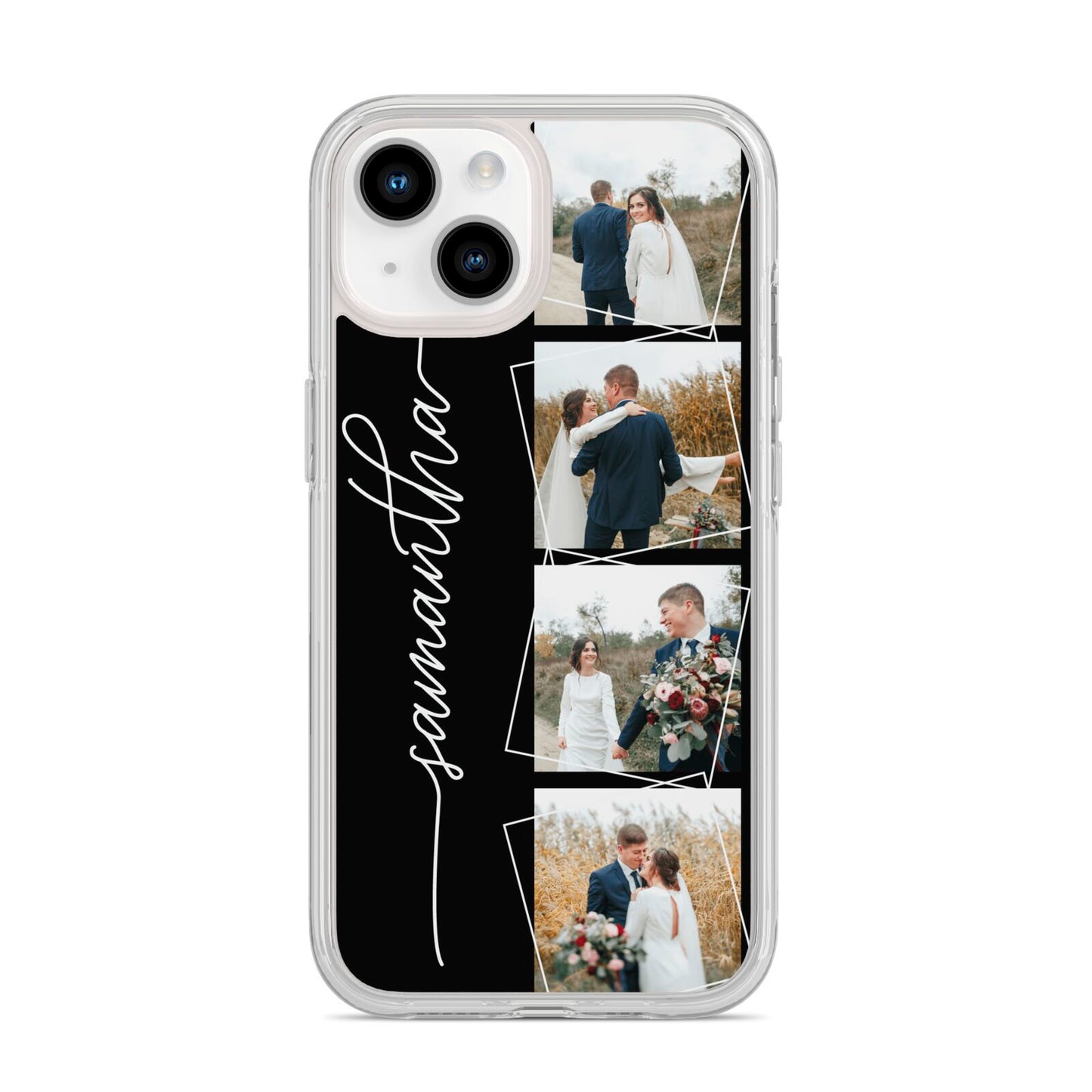 Personalised 4 Photo Couple Name iPhone 14 Clear Tough Case Starlight