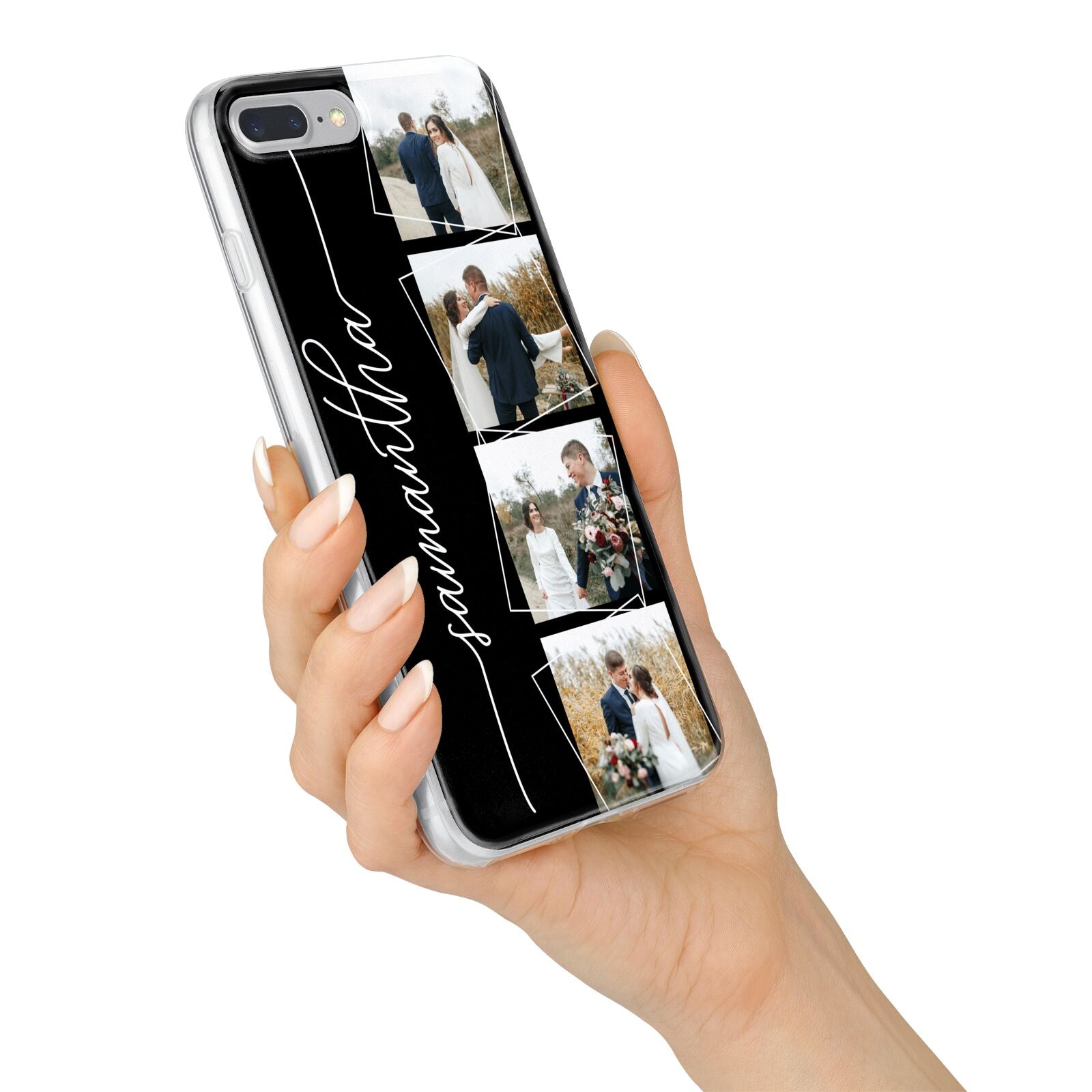 Personalised 4 Photo Couple Name iPhone 7 Plus Bumper Case on Silver iPhone Alternative Image