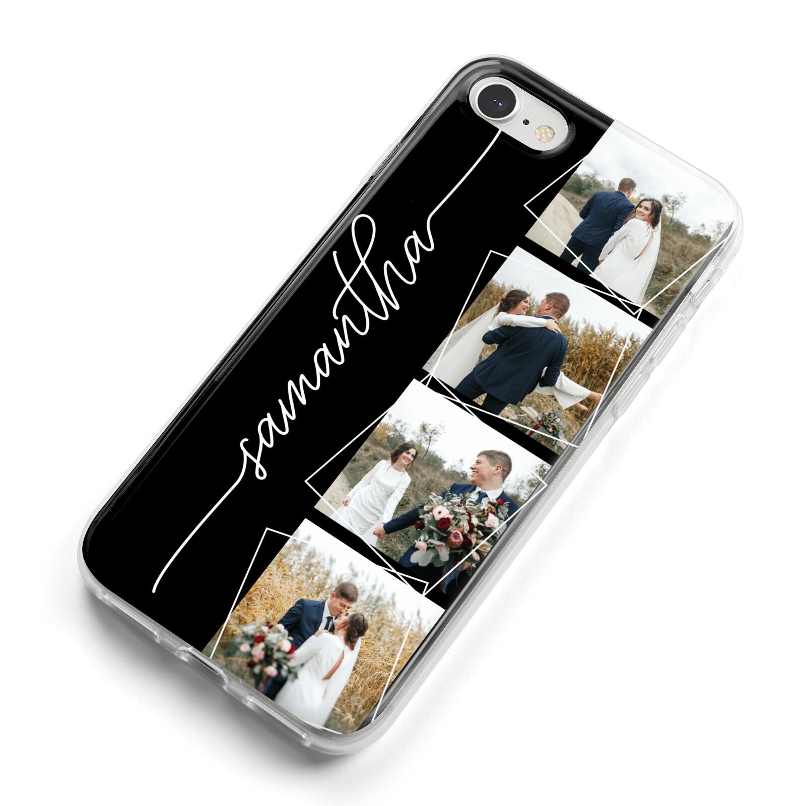 Personalised 4 Photo Couple Name iPhone 8 Bumper Case on Silver iPhone Alternative Image
