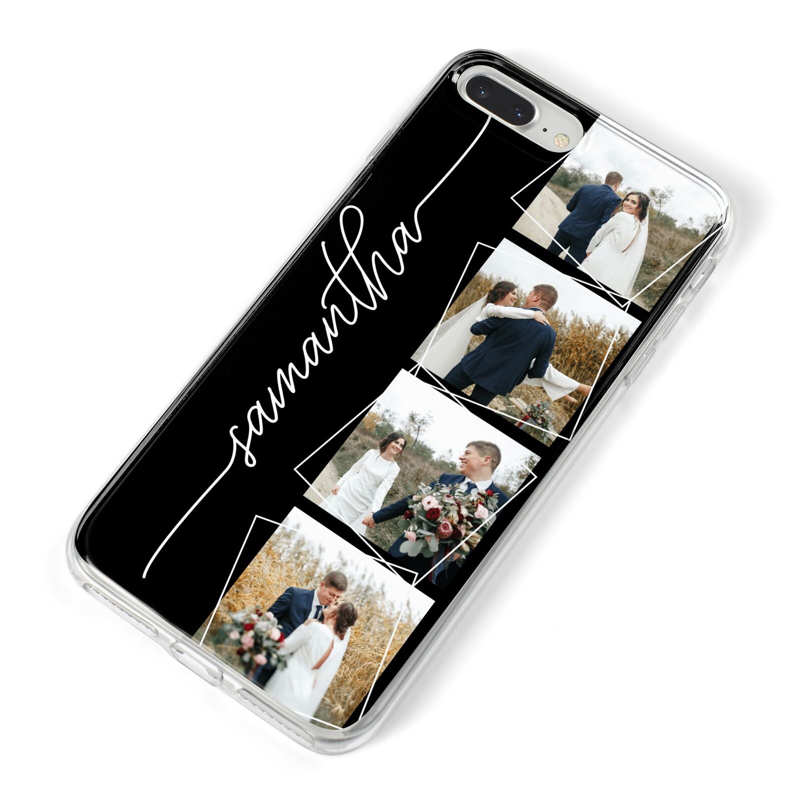 Personalised 4 Photo Couple Name iPhone 8 Plus Bumper Case on Silver iPhone Alternative Image
