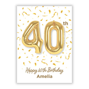 Personalised 40th Birthday Greetings Card