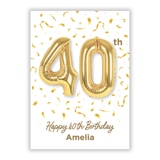 Personalised 40th Birthday A5 Flat Greetings Card