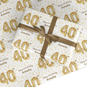 Personalisierte 40. Geburtstags -Verpackungspapier