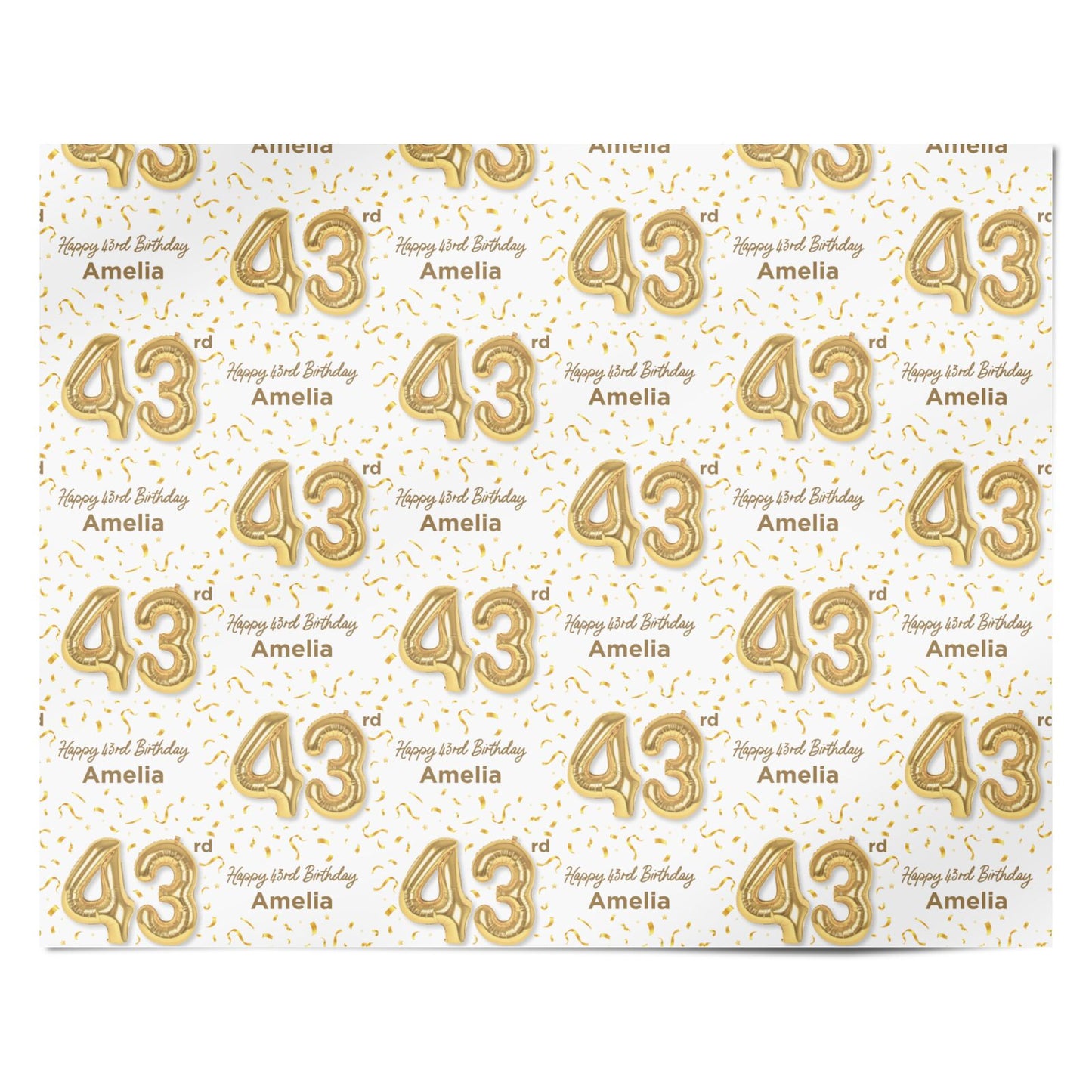 Personalised 43rd Birthday Personalised Wrapping Paper Alternative