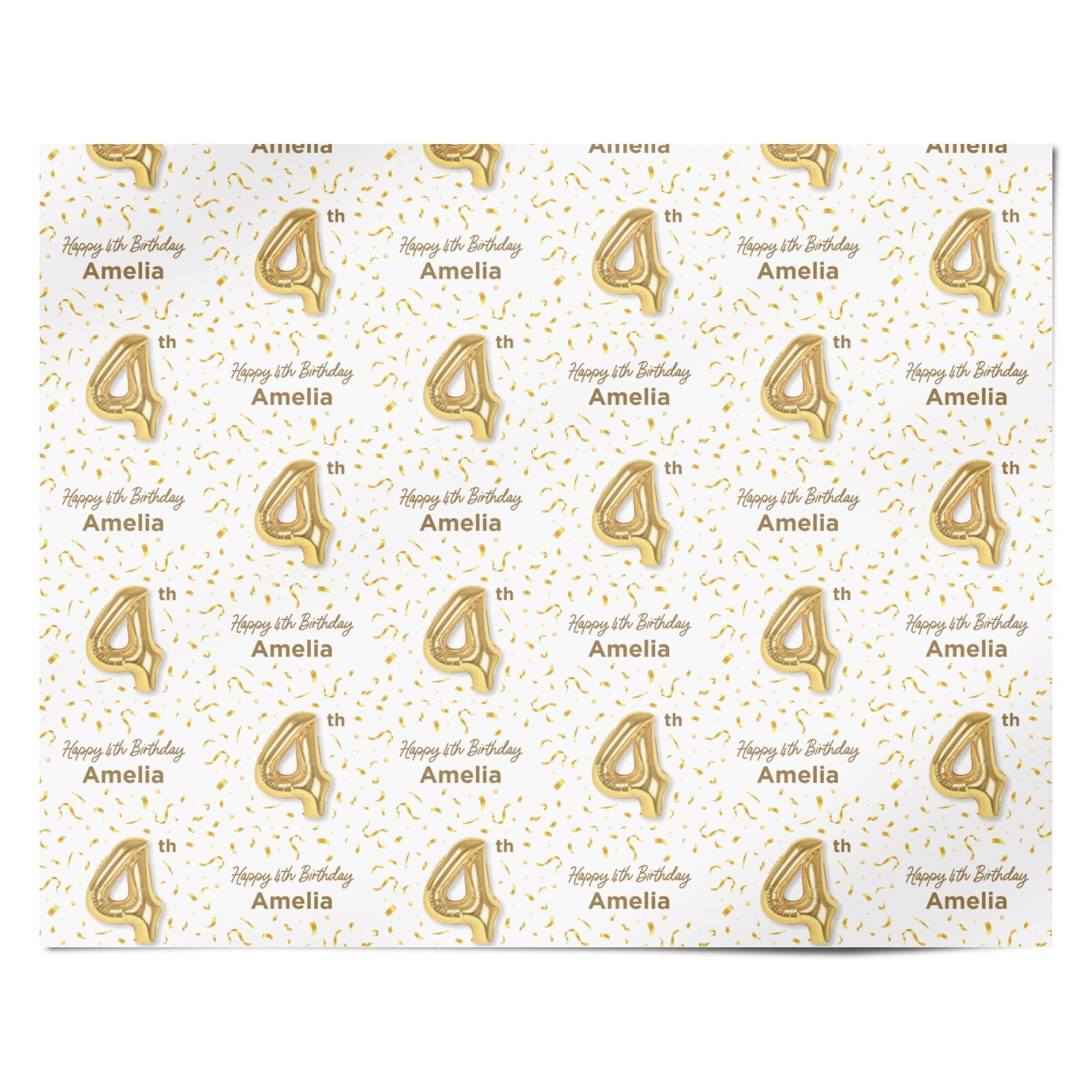 Personalised 4th Birthday Personalised Wrapping Paper Alternative