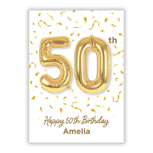 Personalised 50th Birthday A5 Flat Greetings Card