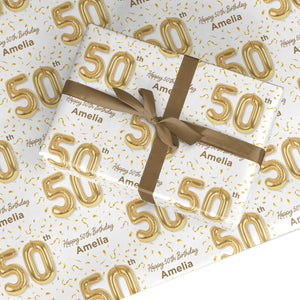 Personalised 50th Birthday Wrapping Paper
