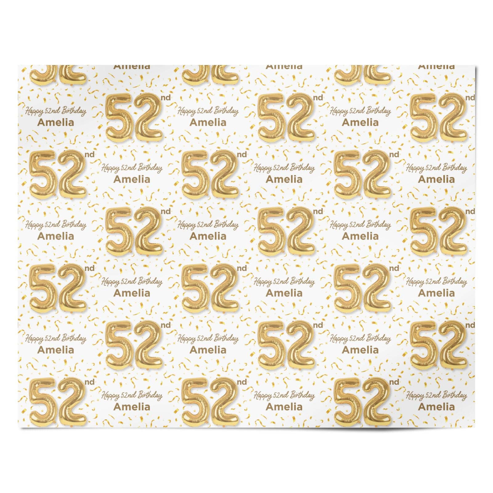 Personalised 52nd Birthday Personalised Wrapping Paper Alternative
