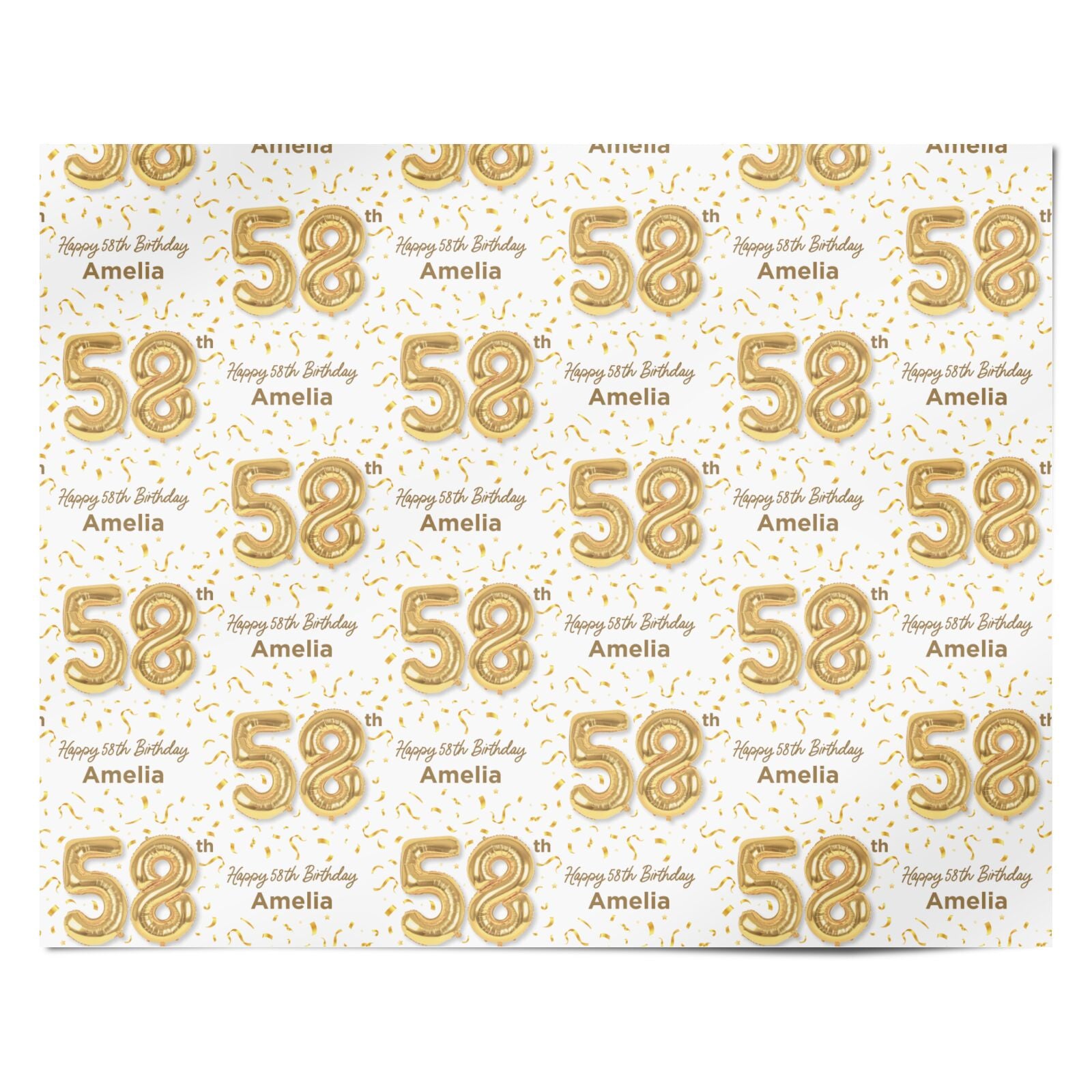 Personalised 58th Birthday Personalised Wrapping Paper Alternative