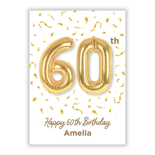 Personalised 60th Birthday A5 Flat Greetings Card