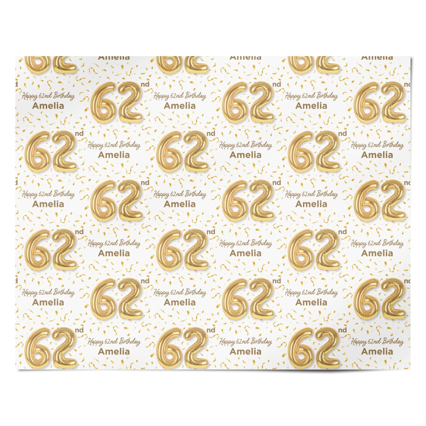 Personalised 62nd Birthday Personalised Wrapping Paper Alternative