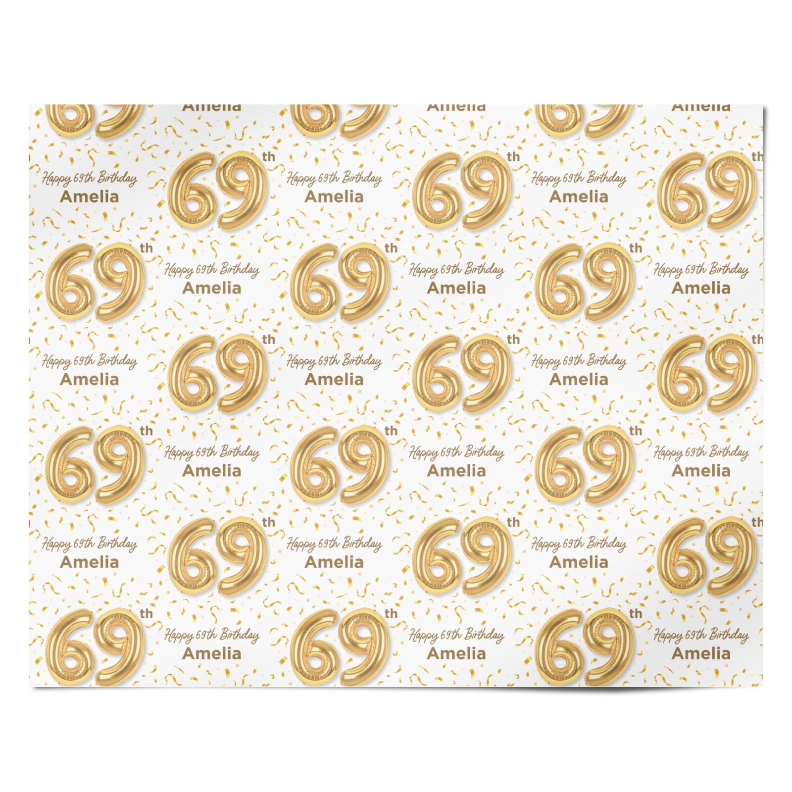 Personalised 69th Birthday Personalised Wrapping Paper Alternative