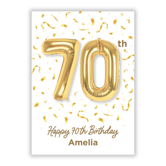 Personalised 70th Birthday A5 Flat Greetings Card