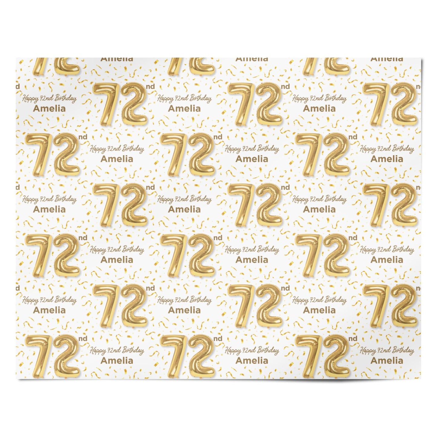 Personalised 72nd Birthday Personalised Wrapping Paper Alternative
