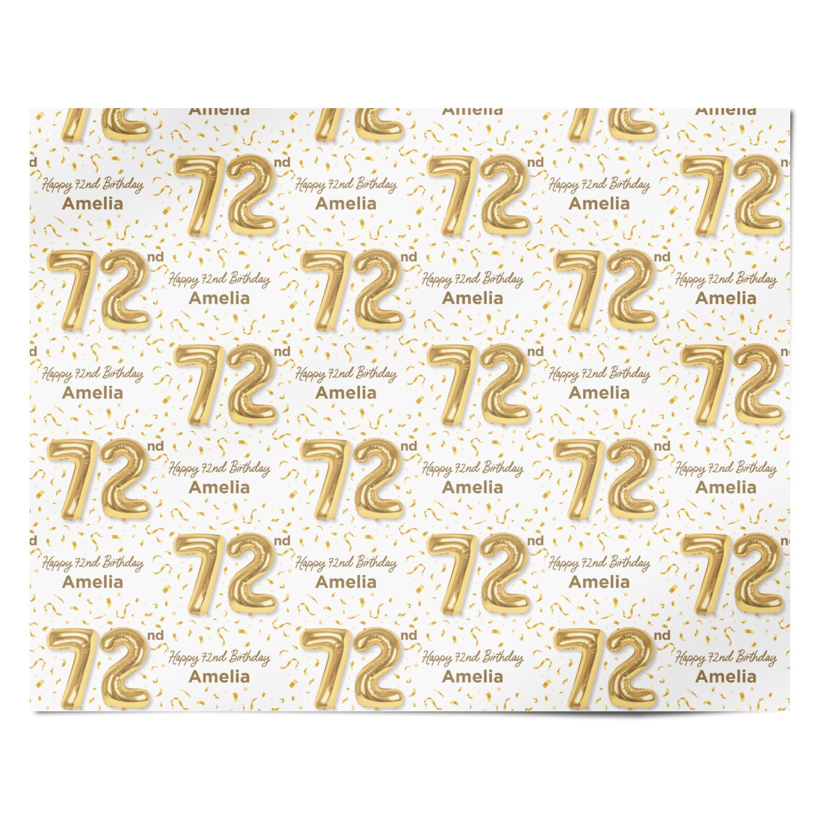Personalised 72nd Birthday Personalised Wrapping Paper Alternative