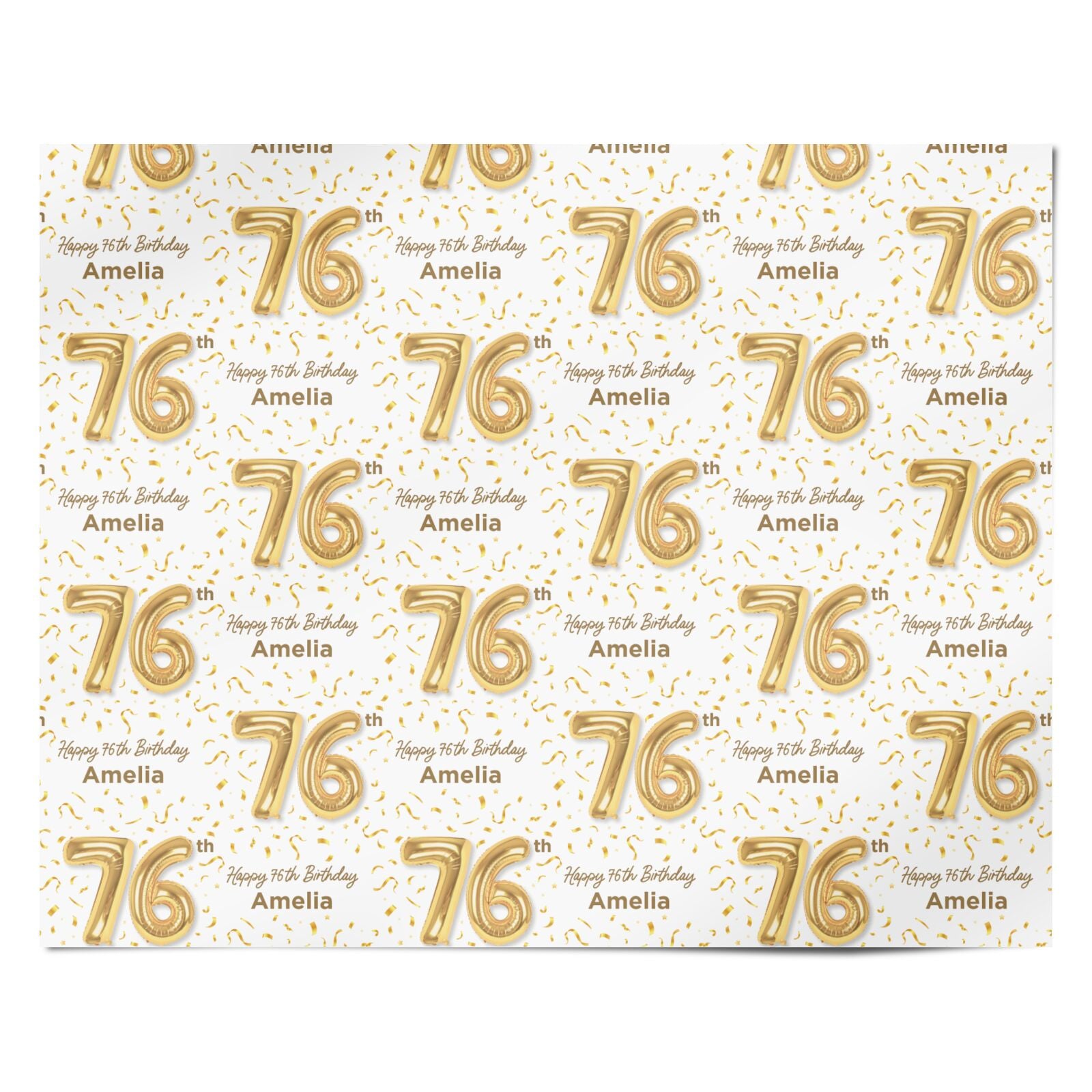 Personalised 76th Birthday Personalised Wrapping Paper Alternative