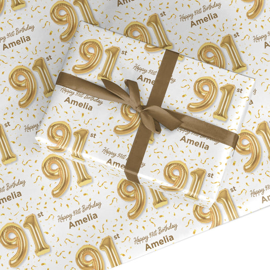 Personalised 91st Birthday Custom Wrapping Paper