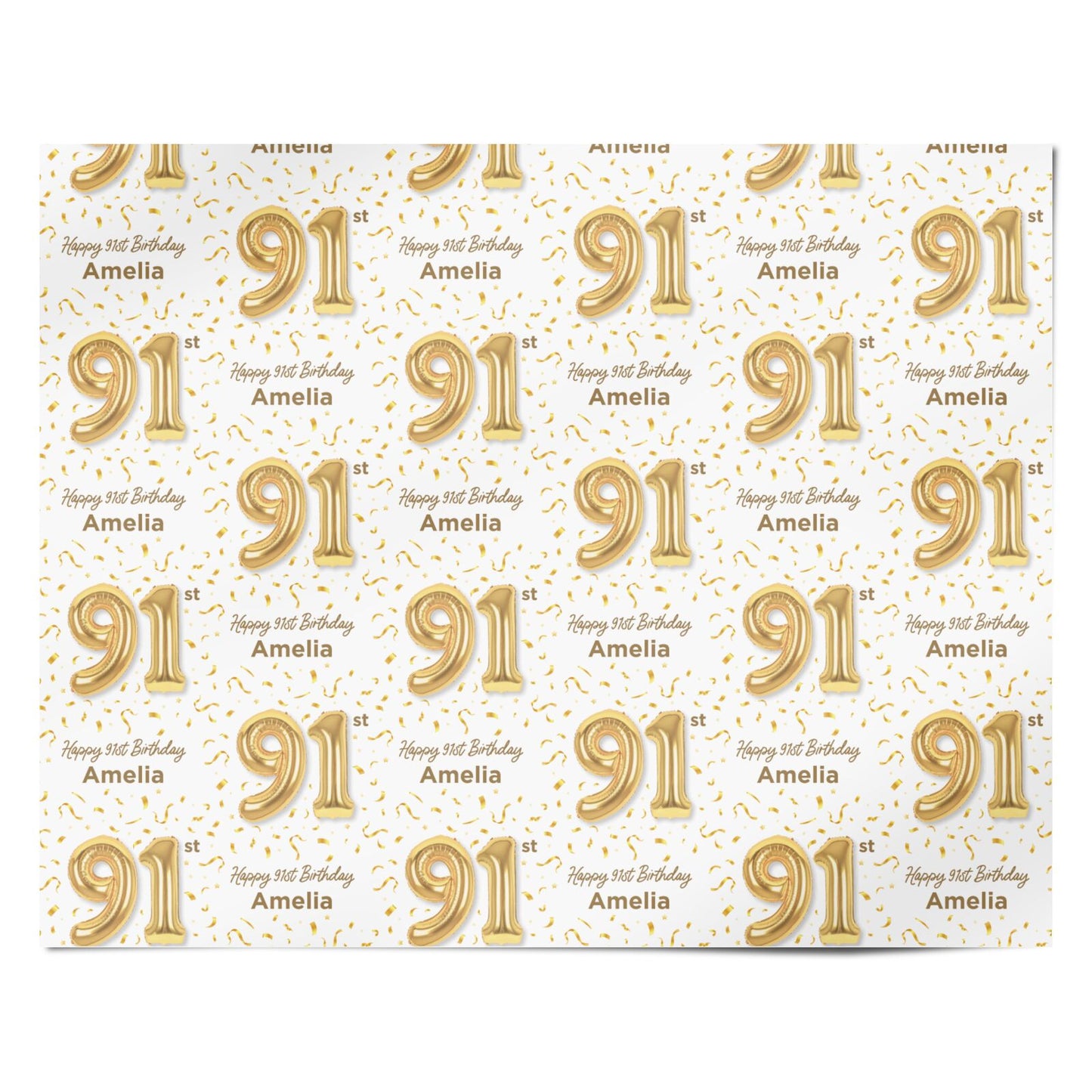 Personalised 91st Birthday Personalised Wrapping Paper Alternative