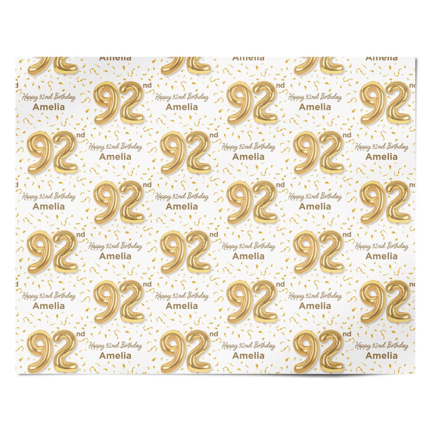 Personalised 92nd Birthday Personalised Wrapping Paper Alternative