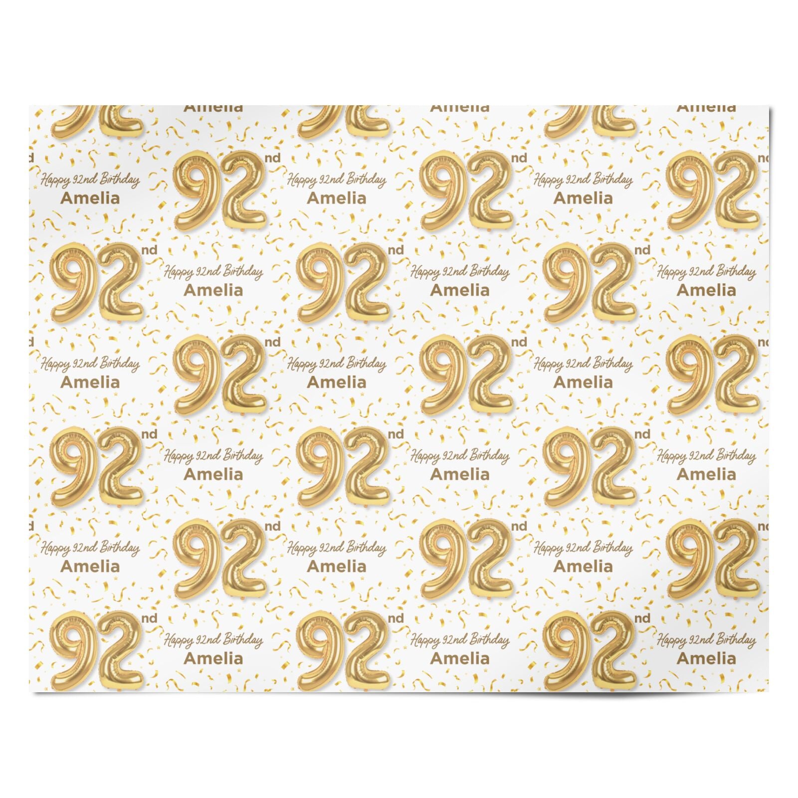 Personalised 92nd Birthday Personalised Wrapping Paper Alternative